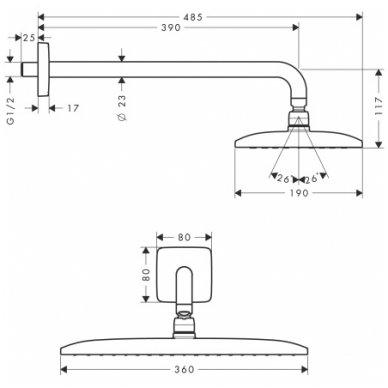 Hansgrohe dušo galva Raindance E 360 Air 1jet 27376000 2