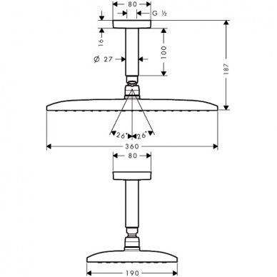 Hansgrohe dušo galva Raindance E 360 Air 1jet 27381000 2