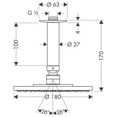 Hansgrohe dušo galva Raindance S 180 Air 1jet 27478000 2