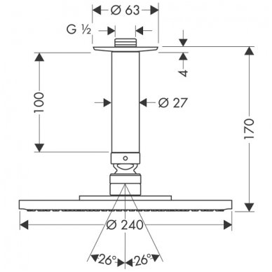 Hansgrohe dušo galva Raindance S 240 Air 1jet 27477000 2