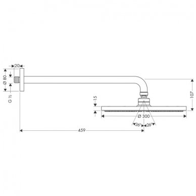 Hansgrohe dušo galva Raindance S 300 Air 1jet 27492000 2