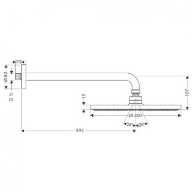 Hansgrohe dušo galva Raindance S 300 Air 1jet 27493000 2