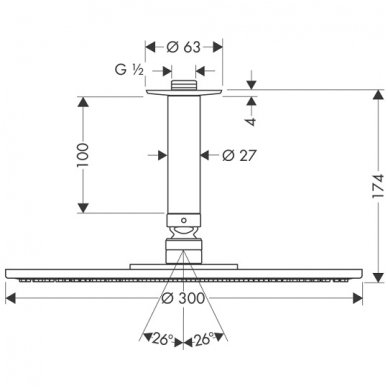 Hansgrohe dušo galva Raindance S 300 Air 1jet 27494000 2