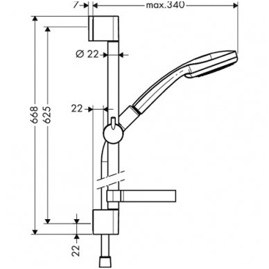 Hansgrohe dušo komplektas Croma 100 Vario & Unica'C 65 cm 27772000 2