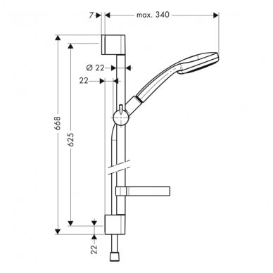 Hansgrohe dušo komplektas Croma 100 Vario & Unica'C 65 cm EcoSmart 27776000 2