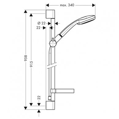 Hansgrohe dušo komplektas Croma 100 Vario & Unica'C 90 cm 27771000 2