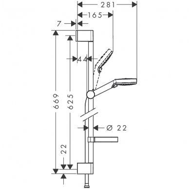 Hansgrohe dušo komplektas Crometta Vario 0.65 +Casetta 26553400 2