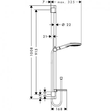 Hansgrohe dušo komplektas Raindance Select E 120 3jet & Unica'S Puro 90 cm 2