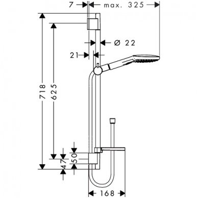 Hansgrohe dušo komplektas Raindance Select E 120 3jet & Unica'S Puro 65 cm 2