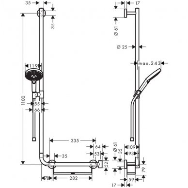 Hansgrohe dušo komplektas Raindance Select S 120 / Unica Comfort 1.10 m L/R 2