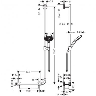 Hansgrohe dušo komplektas Raindance Select S 120 / Unica Comfort 1.10 m L/R 3