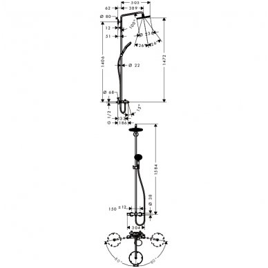 Hansgrohe dušo komplektas su maišytuvu Raindance Select S 240 1jet 27117000 2