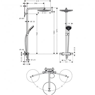 Hansgrohe dušo komplektas su maišytuvu Raindance Select S 300 2jet 2