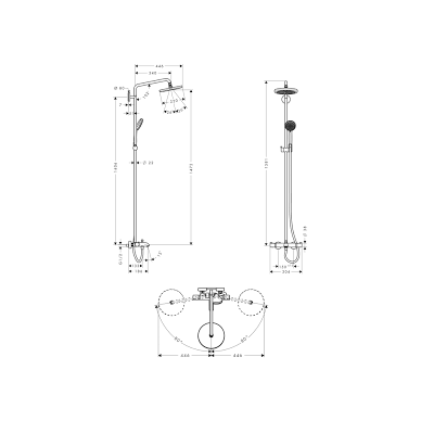 Hansgrohe vonios / dušo komplektas su termostatiniu maišytuvu Croma 220 Air 1jet Showerpipe 27223000 2