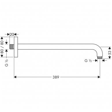 Hansgrohe laikiklis dušo galvai E 389 mm 27446000 2