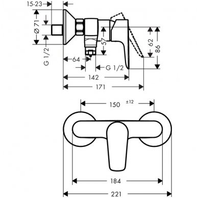 Hansgrohe maišytuvas dušui Talis E 71760000 2