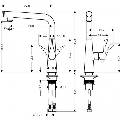 Hansgrohe maišytuvas plautuvei Metris Select 260 2