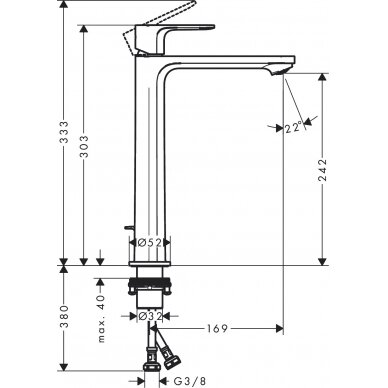 Hansgrohe aukštas maišytuvas praustuvui Rebris S 240 2