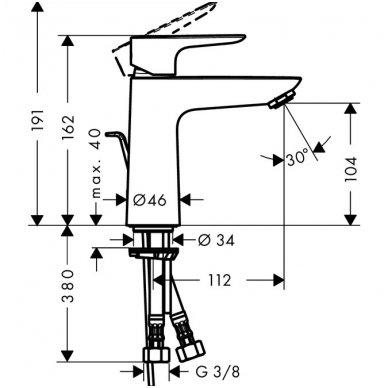 Hansgrohe maišytuvas praustuvui Talis E 110 3