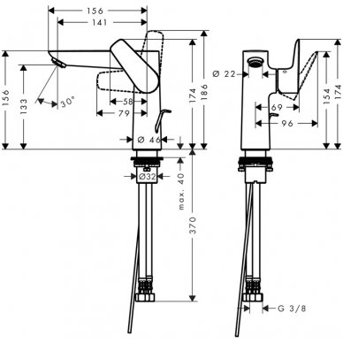 Hansgrohe maišytuvas praustuvui Talis E 150 3