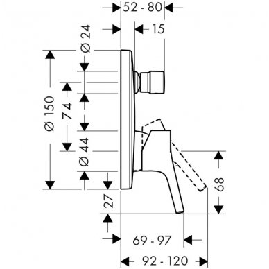 Hansgrohe potinkinis maišytuvas voniai Talis S 72405000 2