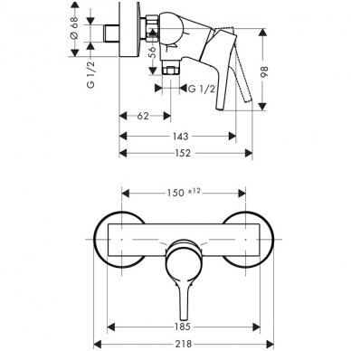 Hansgrohe maišytuvas dušui Talis S 72600000 2