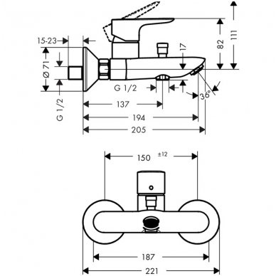 Hansgrohe maišytuvas voniai Talis E 71740000 2