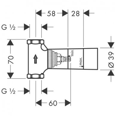 Hansgrohe potinkinė dalis ventiliui 15973180 2