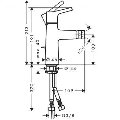 Hansgrohe bidė maišytuvas su ventiliu Talis S 72200000 2