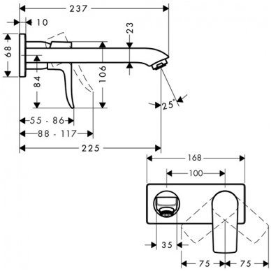 Hansgrohe potinkinis maišytuvas praustuvui Metris 225 mm 31086000 2