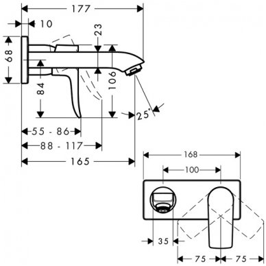 Hansgrohe potinkinis maišytuvas praustuvui Metris 165 mm 31085000 2