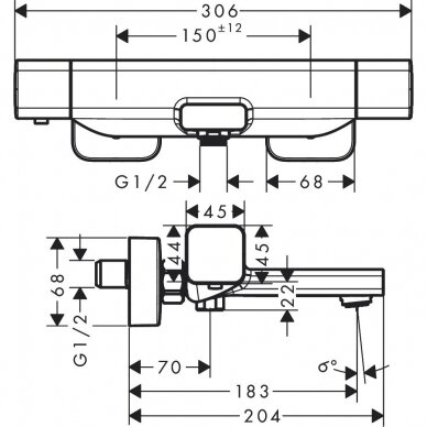 Hansgrohe termostatinis maišytuvas voniai Ecostat E 2