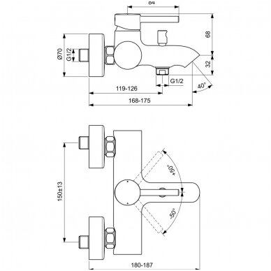 Ideal Standard maišytuvas voniai Ceraline 2