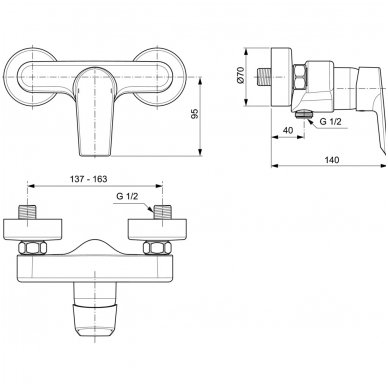 Ideal Standard maišytuvas dušui Tesi A6581AA 2