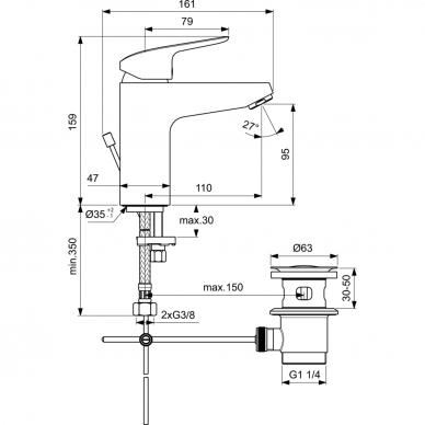 Ideal Standard maišytuvas praustuvui Ceraflex 2