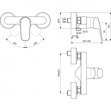 Ideal Standard maišytuvas dušui Ceraflex 2