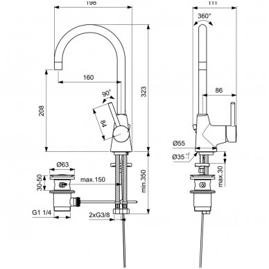 Ideal Standard maišytuvas praustuvui Ceraline 2