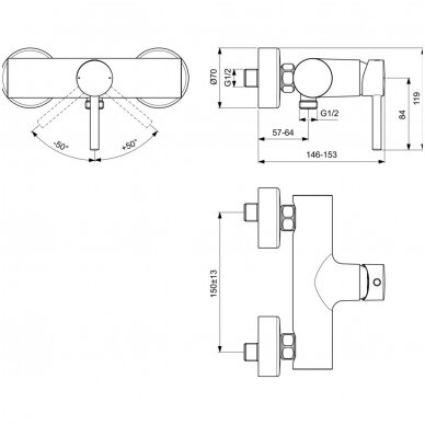 Ideal Standard maišytuvas dušui Ceraline 2