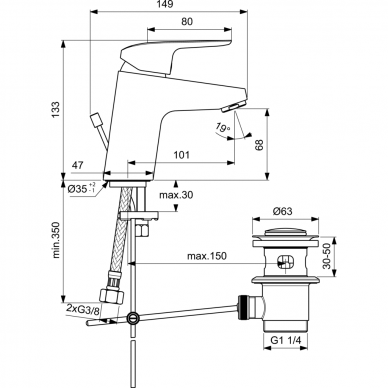 Ideal Standard maišytuvas praustuvui Ceraflex 2