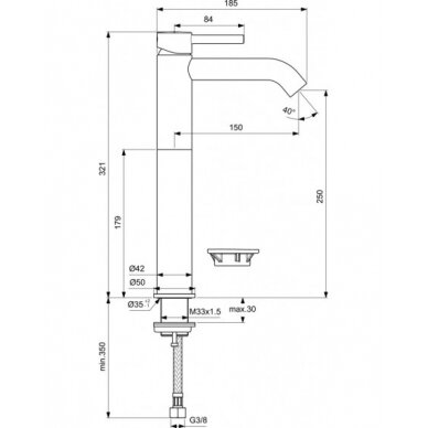 Ideal Standard aukštas maišytuvas praustuvui Ceraline 2