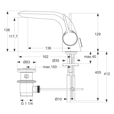 Ideal Standard maišytuvas praustuvui Melange A4258AA 2