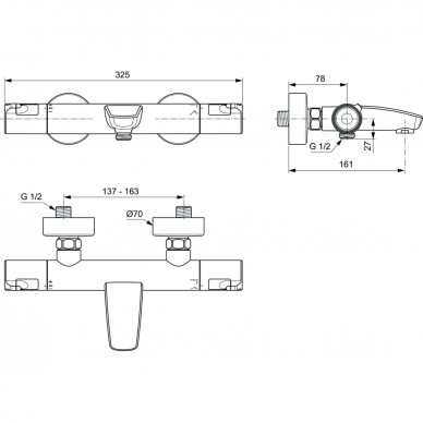 Ideal Standard termostatinis maišytuvas voniai Ceratherm T50 2