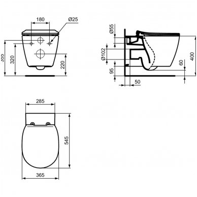 Ideal Standard pakabinamas WC Connect (AquaBlade) E047901+E772401 2