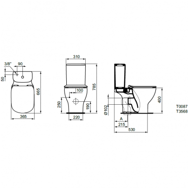 Ideal Standard pastatomas WC Tesi (AquaBlade®) T008701+T356801 2