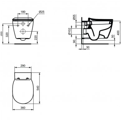 Ideal Standard pakabinamas WC Connect E771801+E772401 2