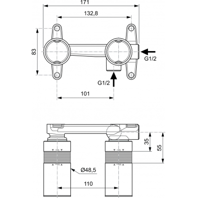 Ideal Standard potinkinė dalis maišytuvui KIT1 2