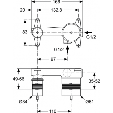 Ideal Standard potinkinė dalis maišytuvui KIT1 2