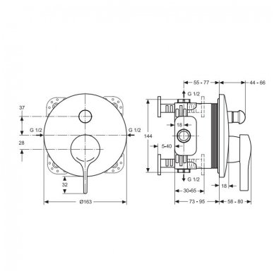 Ideal Standard potinkinio vonios/dušo maišytuvo dekoratyvinė dalis Melange A4720AA 2