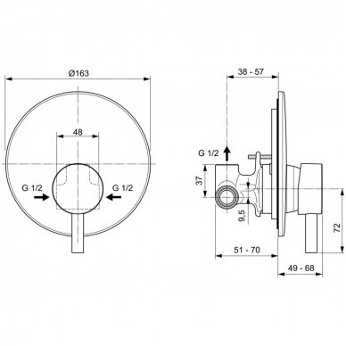 Ideal Standard potinkinis maišytuvas dušui Ceraline 2