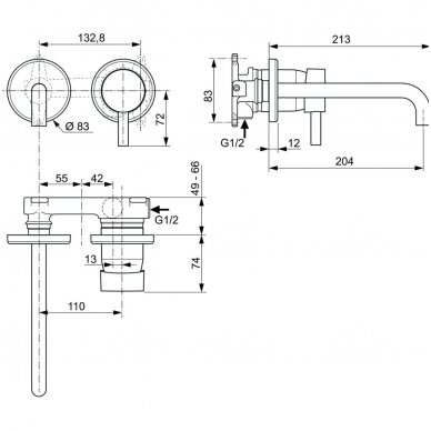 Ideal Standard potinkinis maišytuvas praustuvui Ceraline 2